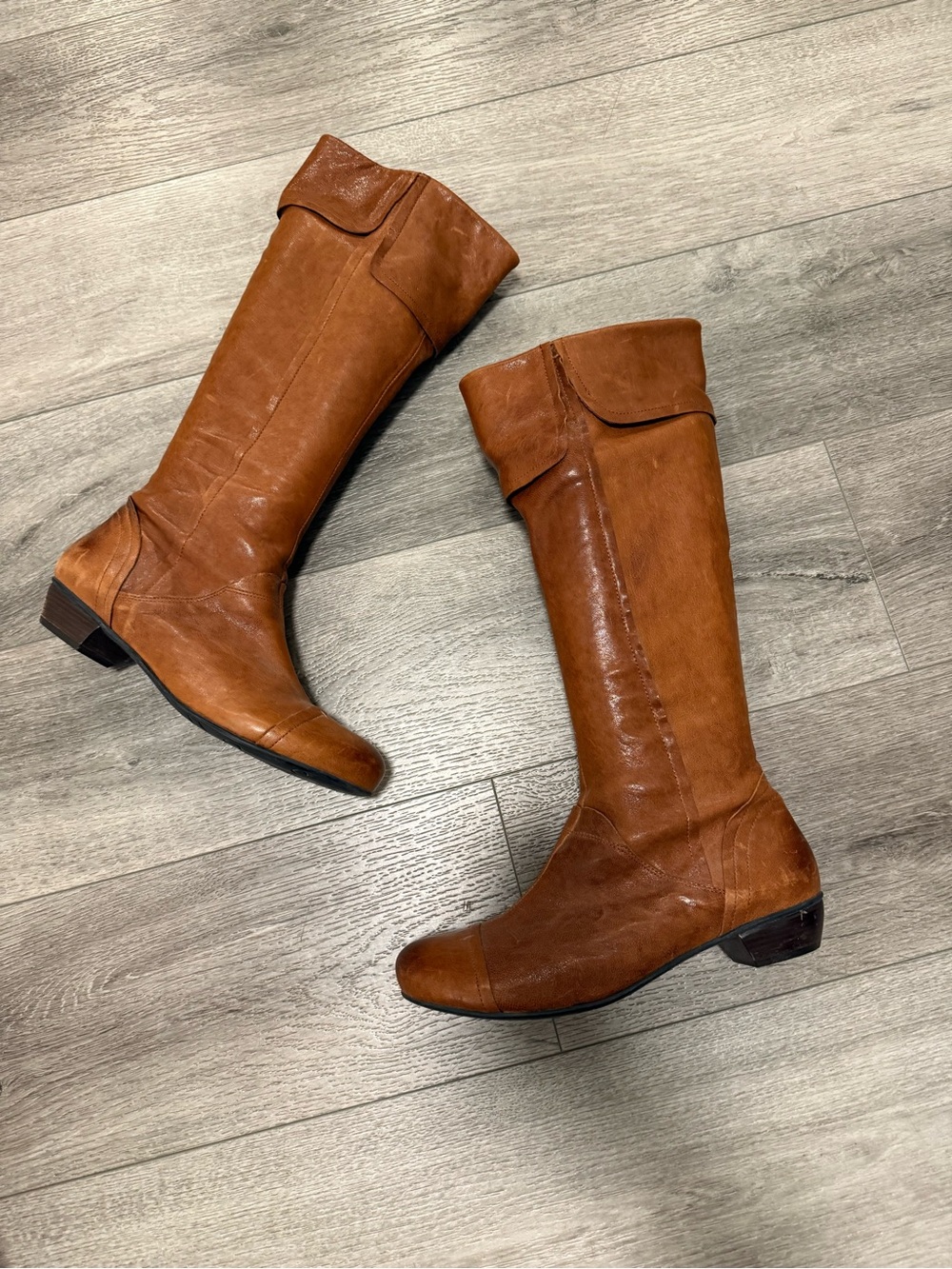 BRAKO brown cognac brown zip side genuine leather boots size 41